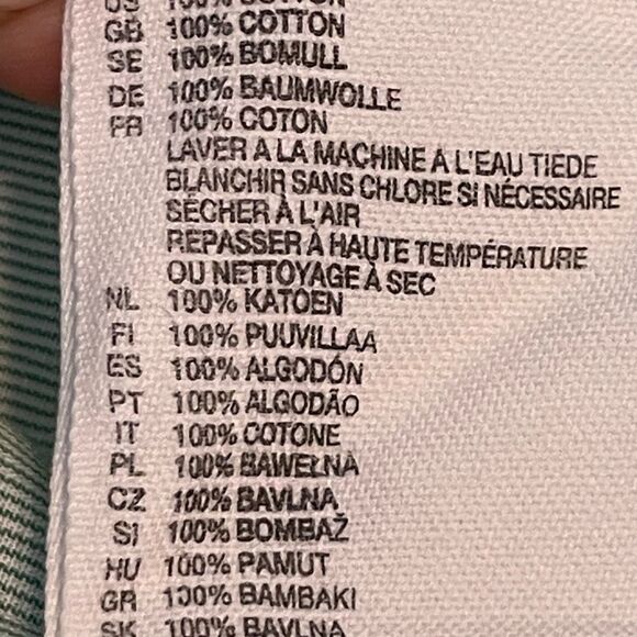 H&M Poplin Pinstripe Wrap Top Green White Knit Short Sleeve V-Neck Blouse 6 - Picture 8 of 8